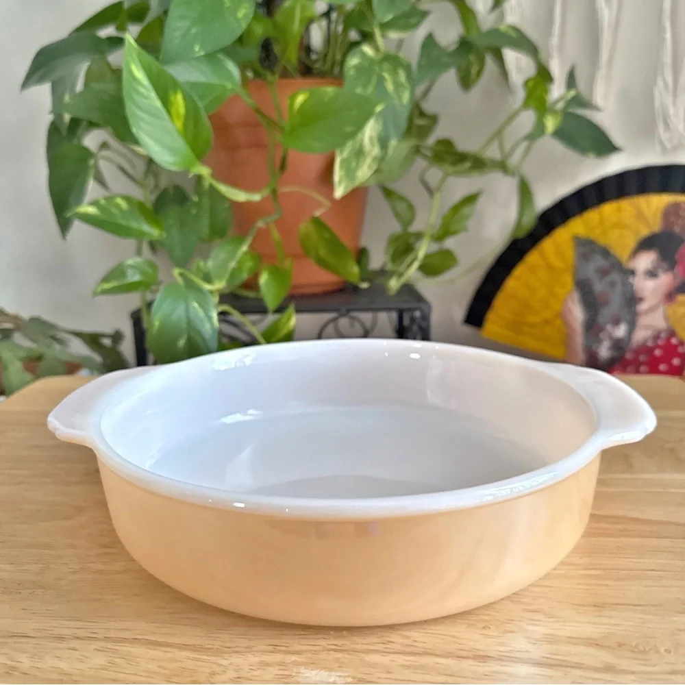 Fire King Anchor Hocking Peach Luster #450 8” Inch Casserole Baking Dish NO LID